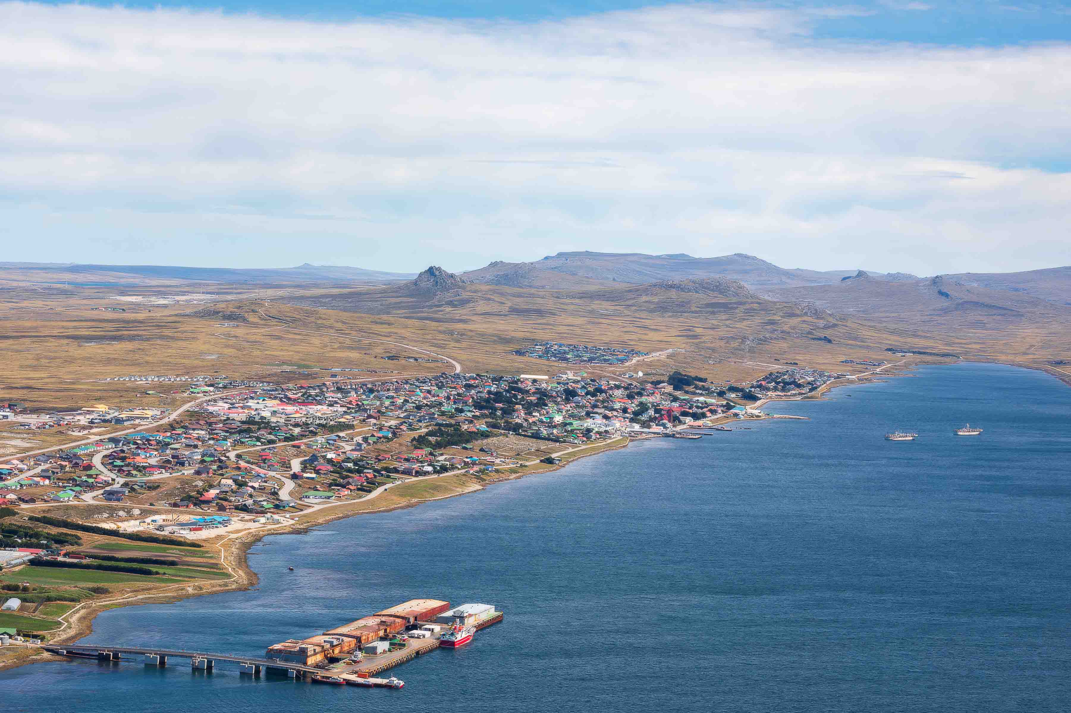 Aerial view of Stanley, Falkland Islands